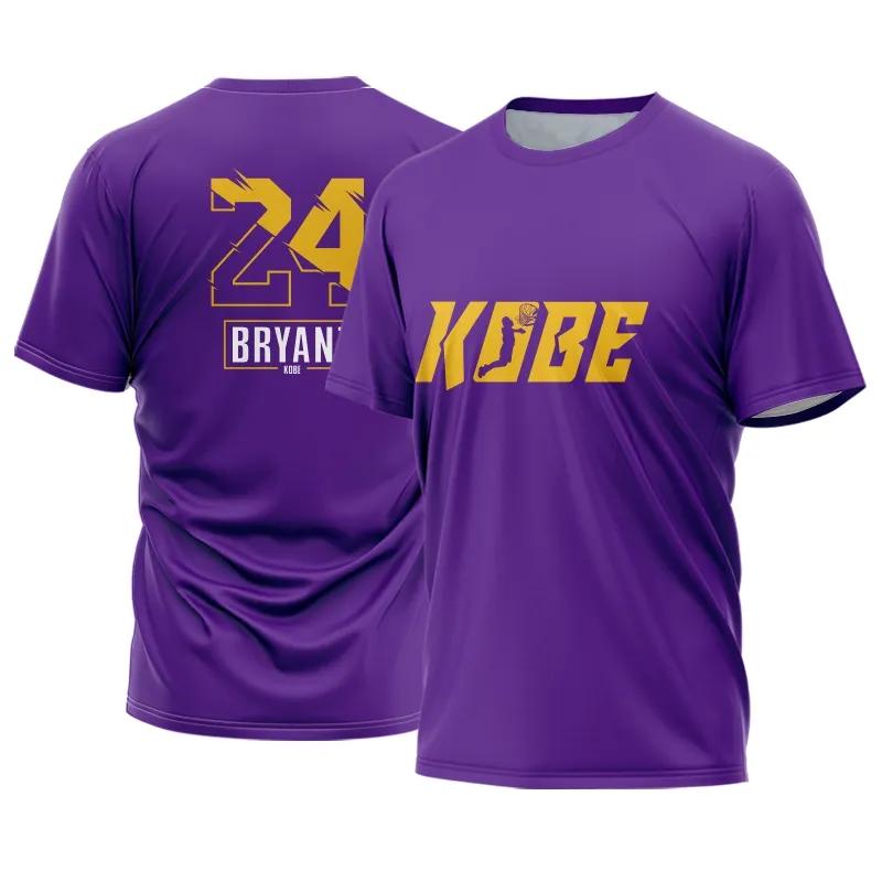남성용 야외 실내 농구 스포츠 티셔츠, 24  Lakers 3D 프린트 티셔츠, 체육관 운동 캐주얼 티, O-넥 탑 의류
